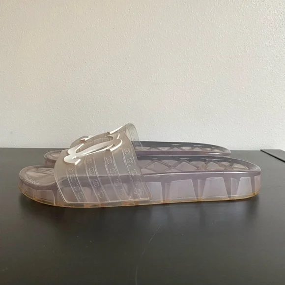 EUC Chanel CC Clear PVC Plastic Pool Sides size 37 w/dustbag fits 6/6.5 - Picture 3 of 12